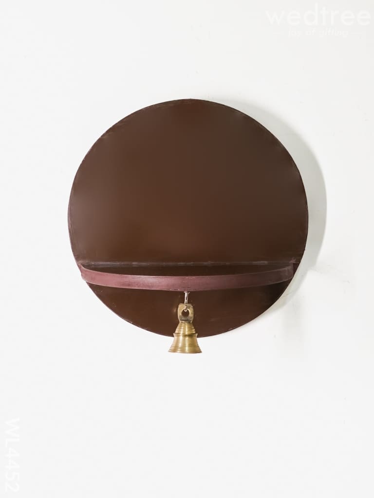 Wooden Round Wall Hanging Diya Stand With Bell - Wl4452 Utility