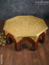 Wooden Stool With Brass Finish - 14 Inch Wl2594 Stools