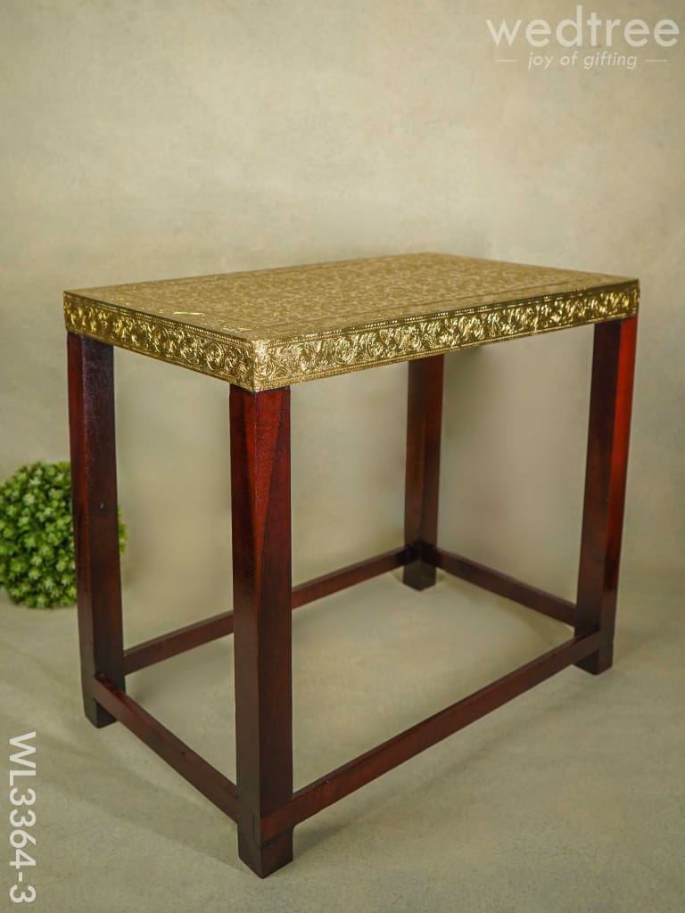 Wooden Stool With Brass Fitted Top - 20.5 Inch Wl3364-3 Stools