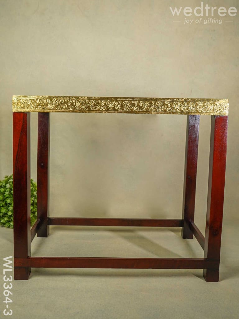 Wooden Stool With Brass Fitted Top - 20.5 Inch Wl3364-3 Stools