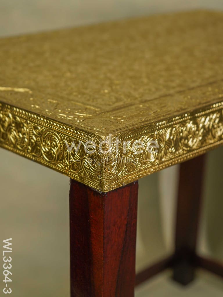 Wooden Stool With Brass Fitted Top - 20.5 Inch Wl3364-3 Stools