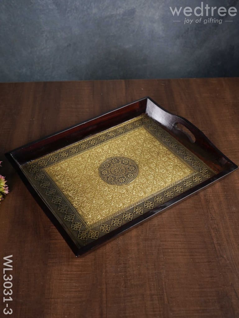 Wooden Tray With Brass Fitting - Wl3031 Big Trays