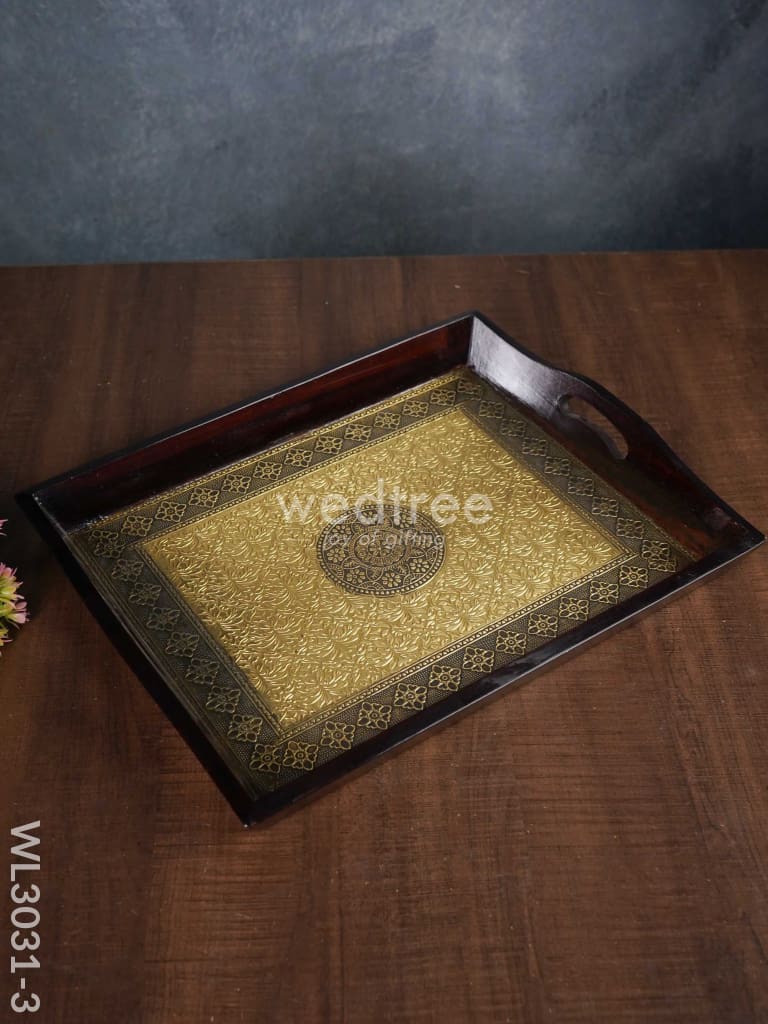 Wooden Tray With Brass Fitting - Wl3031 Big Trays