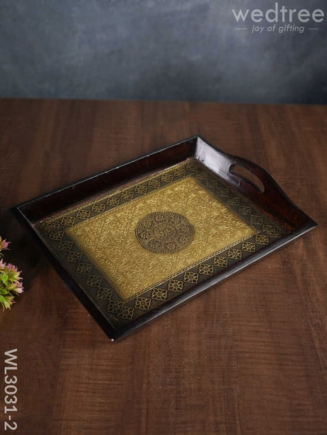Wooden Tray With Brass Fitting - Wl3031 Medium Trays