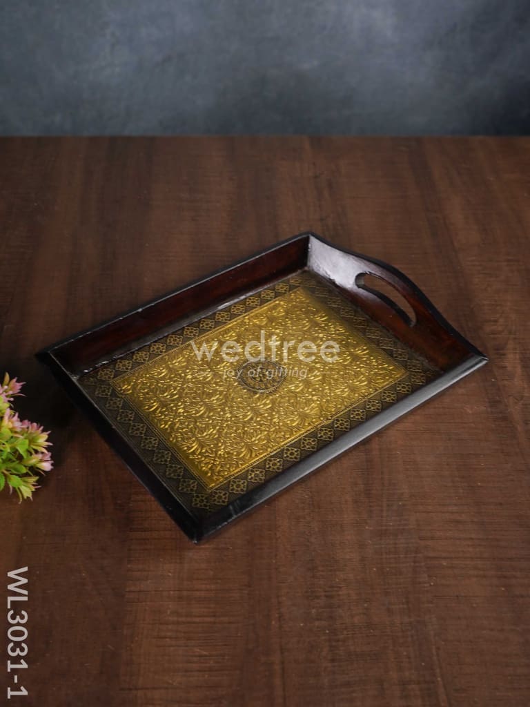 Wooden Tray With Brass Fitting - Wl3031 Small Trays