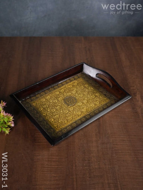 Wooden Tray With Brass Fitting - Wl3031 Small Trays