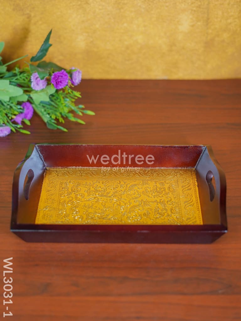 Wooden Tray With Brass Fitting - Wl3031 Trays