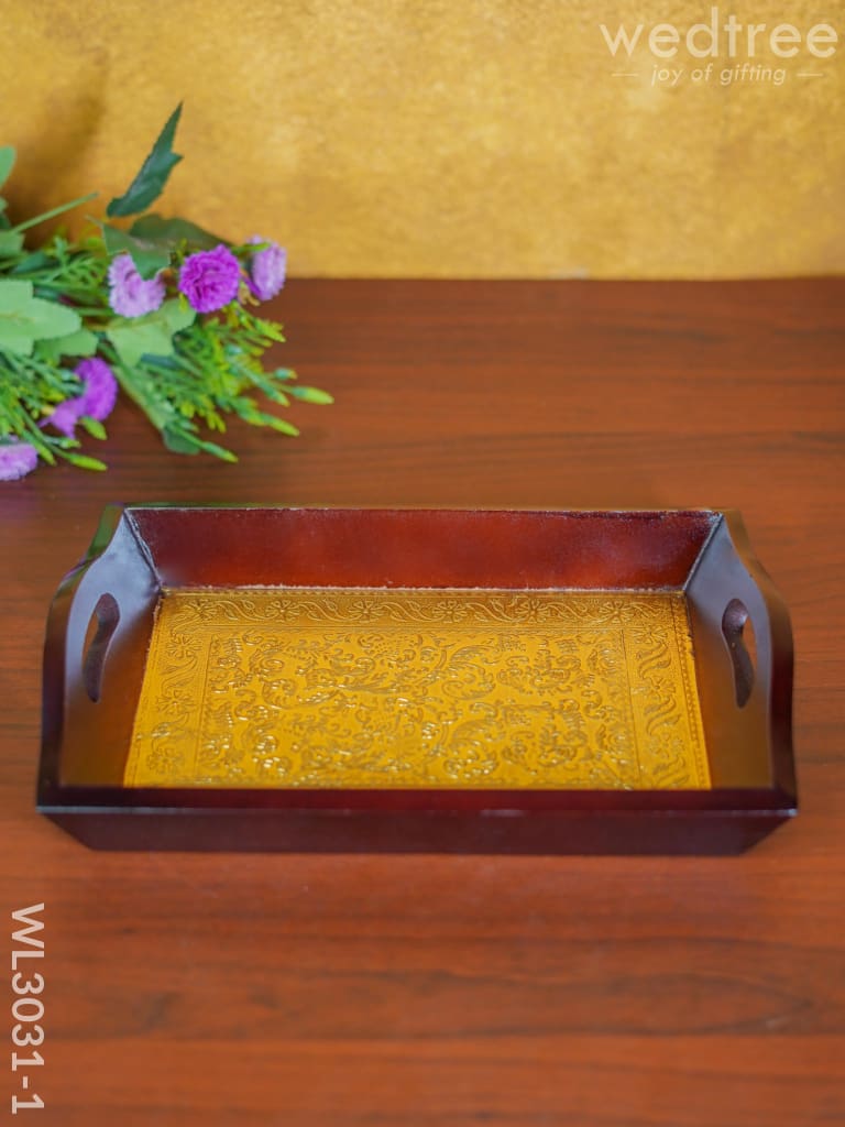 Wooden Tray With Brass Fitting - Wl3031 Trays