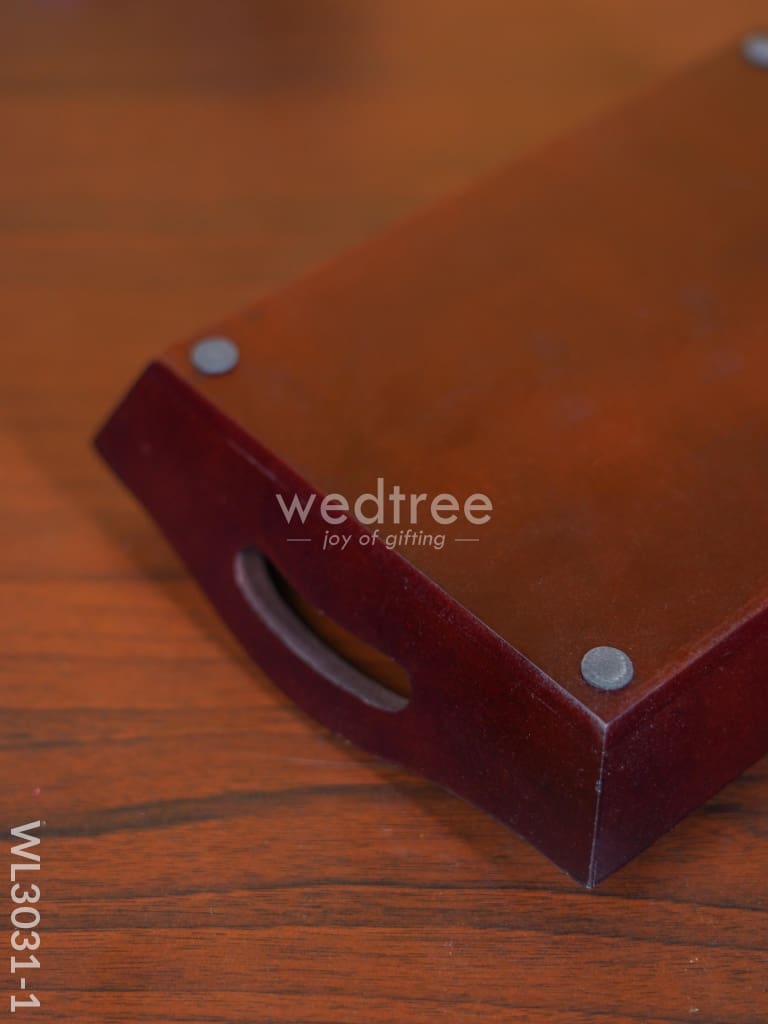 Wooden Tray With Brass Fitting - Wl3031 Trays