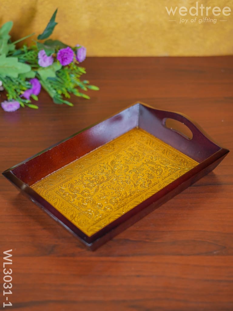 Wooden Tray With Brass Fitting - Wl3031 Trays