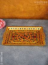 Wooden Tray With Meenakari Design - Wl3885 Gold Trays & Plates