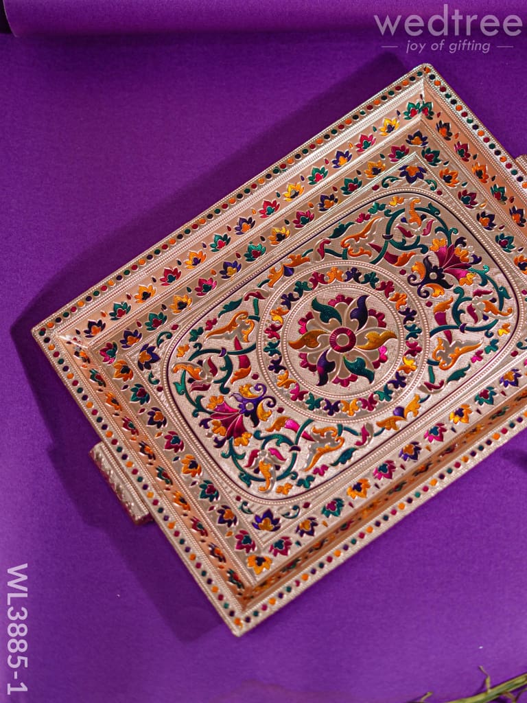 Wooden Tray With Meenakari Design - Wl3885 Trays & Plates