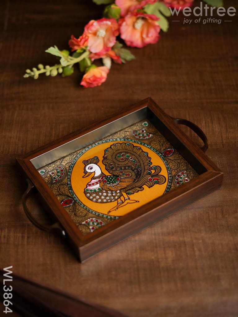 Wooden Tray With Reverse Acrylic Painting - Annapakshi Wl3864 Trays