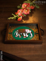 Wooden Tray With Reverse Acrylic Painting - Elephant Wl3865 Trays