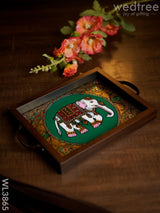 Wooden Tray With Reverse Acrylic Painting - Elephant Wl3865 Trays