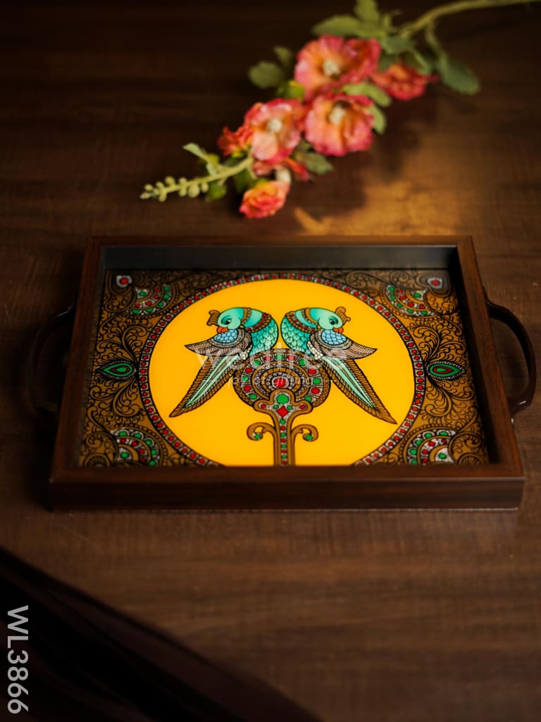 Wooden Tray With Reverse Acrylic Painting - Parrot Wl3866 Trays