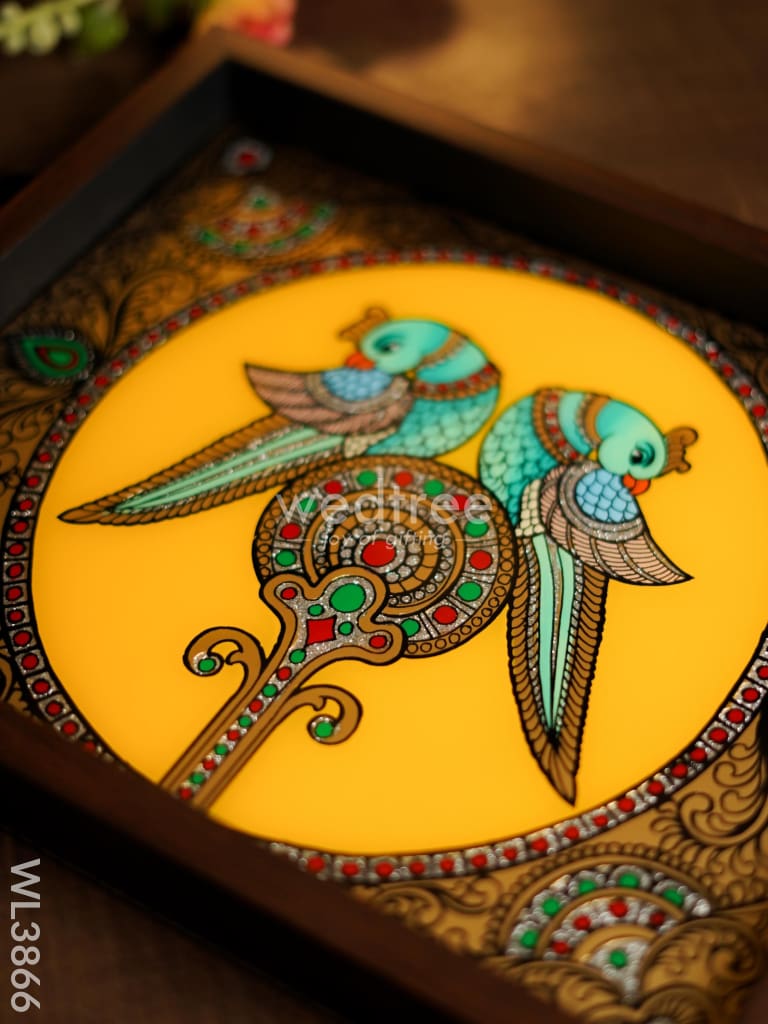 Wooden Tray With Reverse Acrylic Painting - Parrot Wl3866 Trays