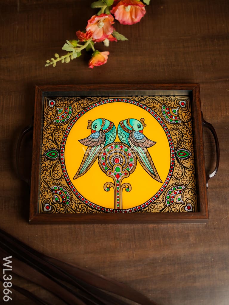 Wooden Tray With Reverse Acrylic Painting - Parrot Wl3866 Trays