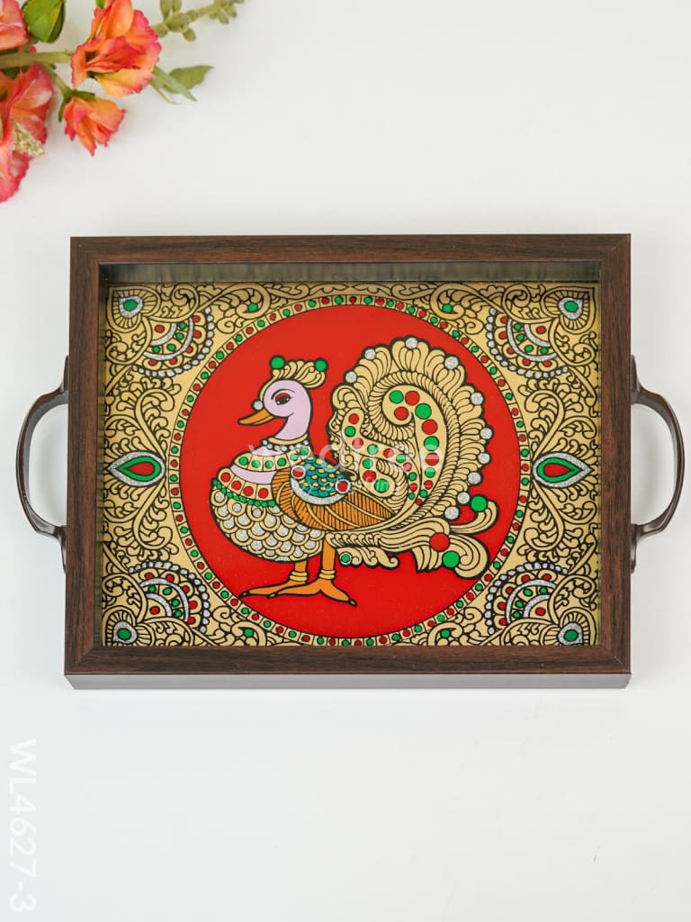 Wooden Tray With Reverse Acrylic Painting - Wl4627 Annapakshi Trays