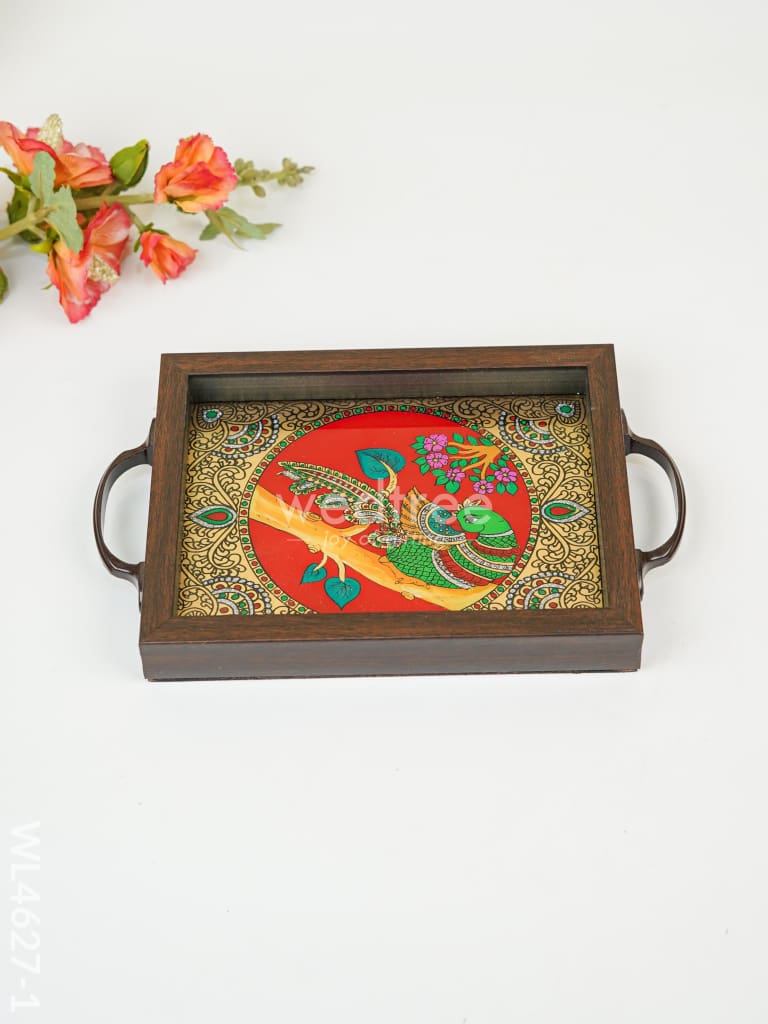 Wooden Tray With Reverse Acrylic Painting - Wl4627 Trays