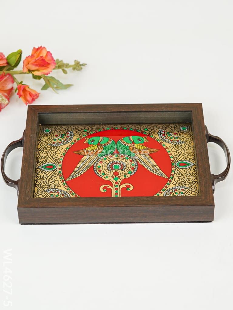 Wooden Tray With Reverse Acrylic Painting - Wl4627 Trays