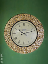 Wall Clock - Polished Brass In Brown Base (18 Inch) Wl3827 Clocks