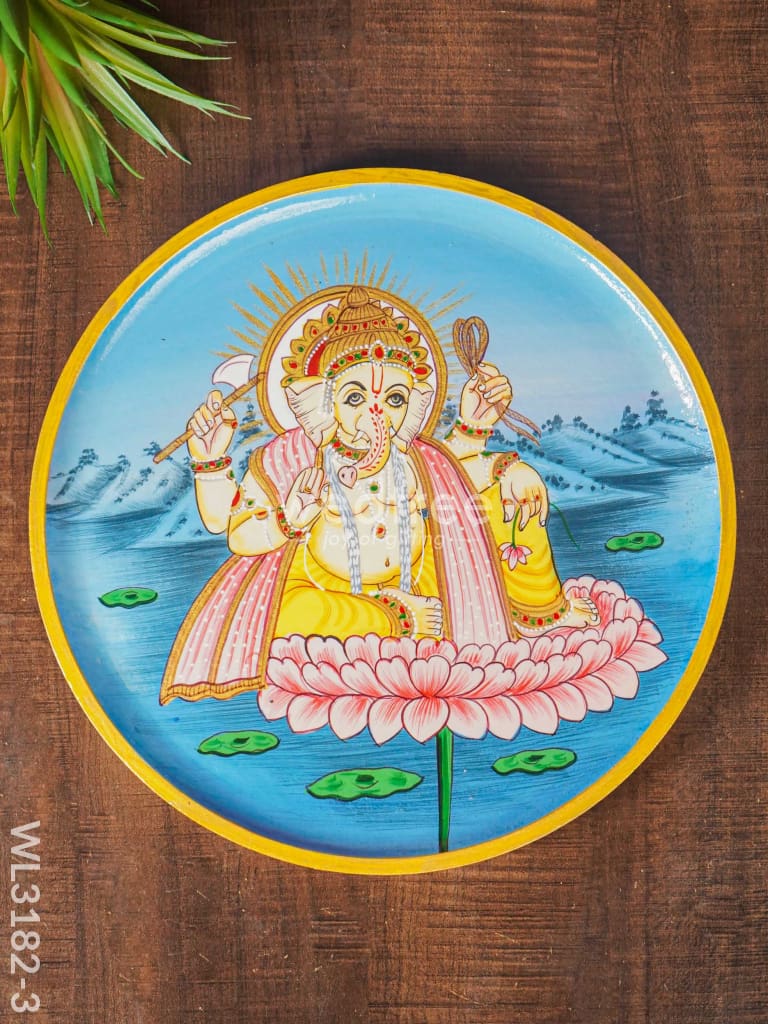 Wooden Wall Hanging Frames Lotus Ganesha - 10 Inch Wl3182-3