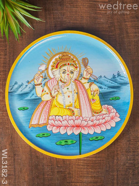 Wooden Wall Hanging Frames Lotus Ganesha - 10 Inch Wl3182-3