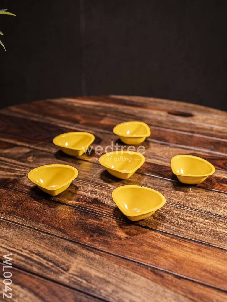 Yellow Metal Diya (Set Of 6) - Wl0042 Decor Utility