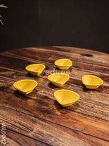 Yellow Metal Diya (Set Of 6) - Wl0042 Decor Utility