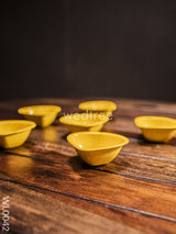 Yellow Metal Diya (Set Of 6) - Wl0042 Decor Utility