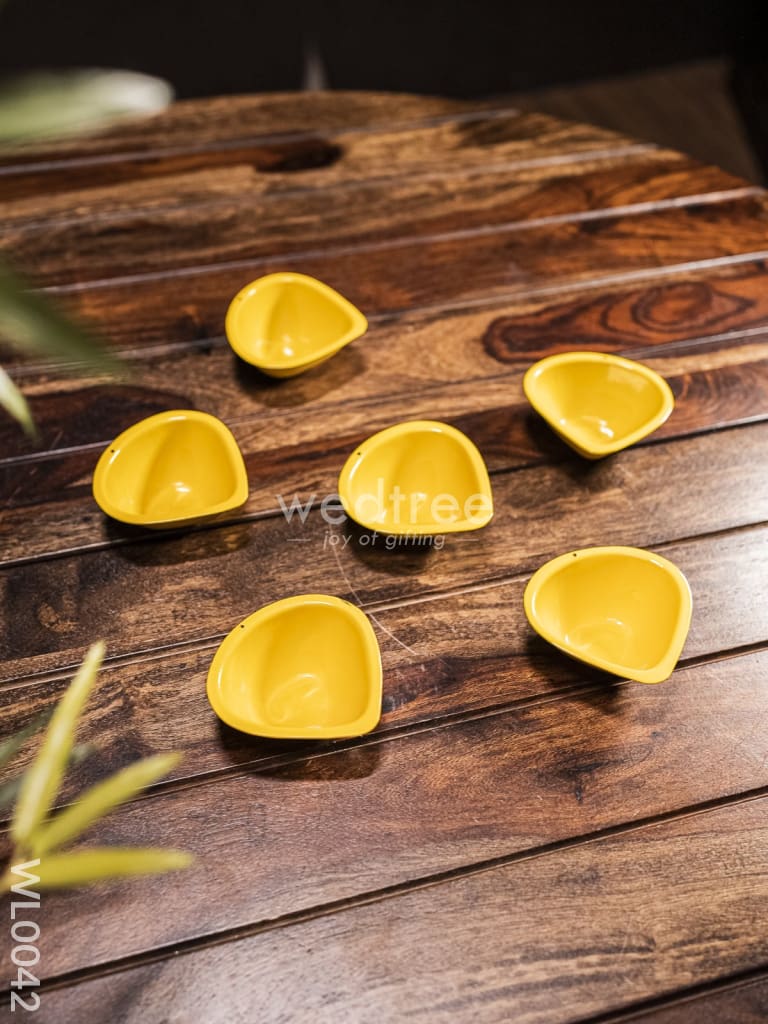 Yellow Metal Diya (Set Of 6) - Wl0042 Decor Utility