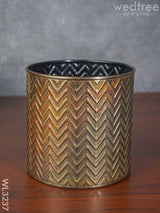 Zig Zag Design Embossed Planter With Wooden Stand - Wl3237 Planters