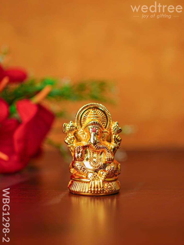 Zinc Alloy Ganesha Idol - Wbg1298 Gold Finish Divine Figurines