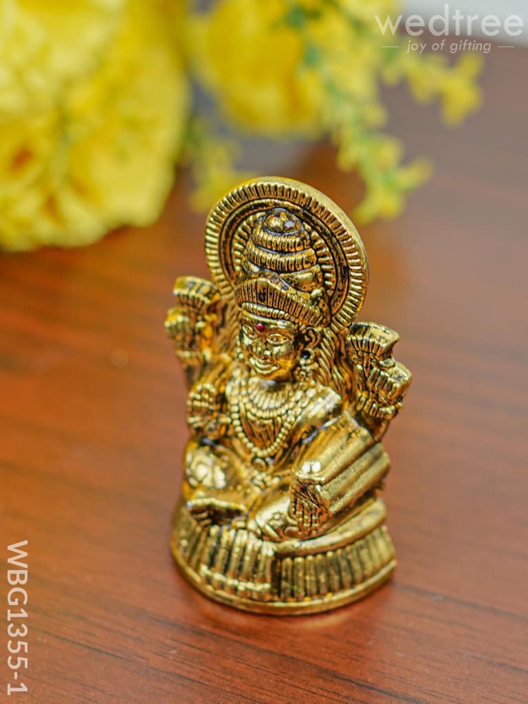 White Metal Lakshmi Idol-Gold Oxidized - Wbg1355-1 Figurine