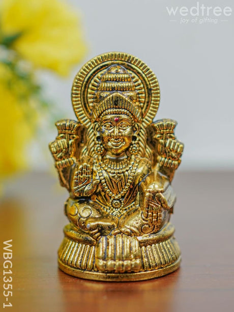 White Metal Lakshmi Idol-Gold Oxidized - Wbg1355-1 Figurine