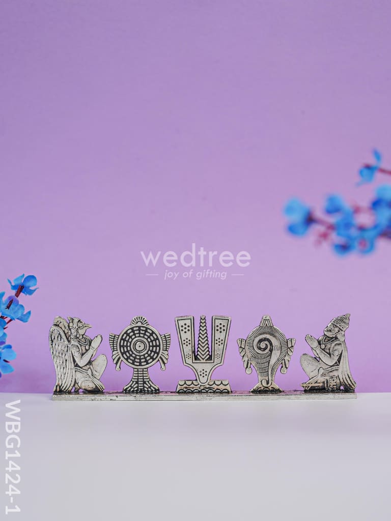 Zinc Alloy Shank Chakra Nama Stand - Wbg1424 Silver Antique Murti Rg