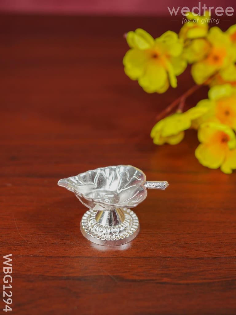 Zinc Alloy Swastik Diya In Leaf Shape - Wbg1294 Diyas