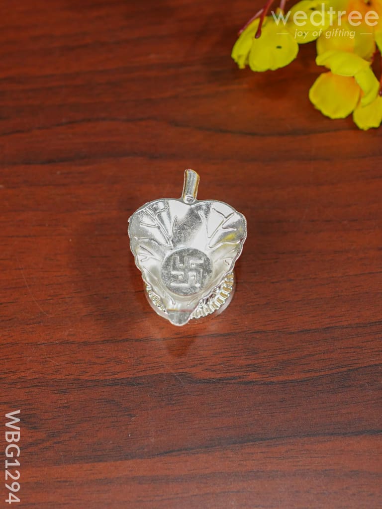 Zinc Alloy Swastik Diya In Leaf Shape - Wbg1294 Diyas